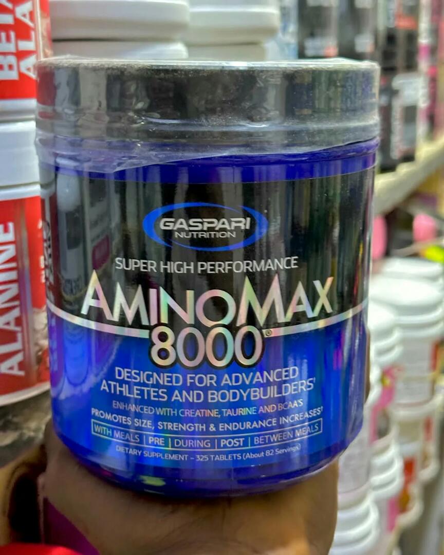 GASPARI NUTRITION 8000 SUPER HIGH PERFORMANCE AMINOMAX DESIGNED FOR ADVANCE ATHLETES AND BODYBUILDERS Enhanced with Creatine,Taurine and BCAA's DIETARY SUPPLEMENT-325 TABLETS(About 82 servings)