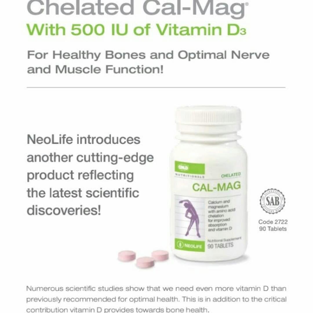 NEOLIFE CHELATED CAL-MAG Calcium and magnesium with amino acid ,Chelation for improved absorption and Vitamin D Nutritional supplement 90 Tablets