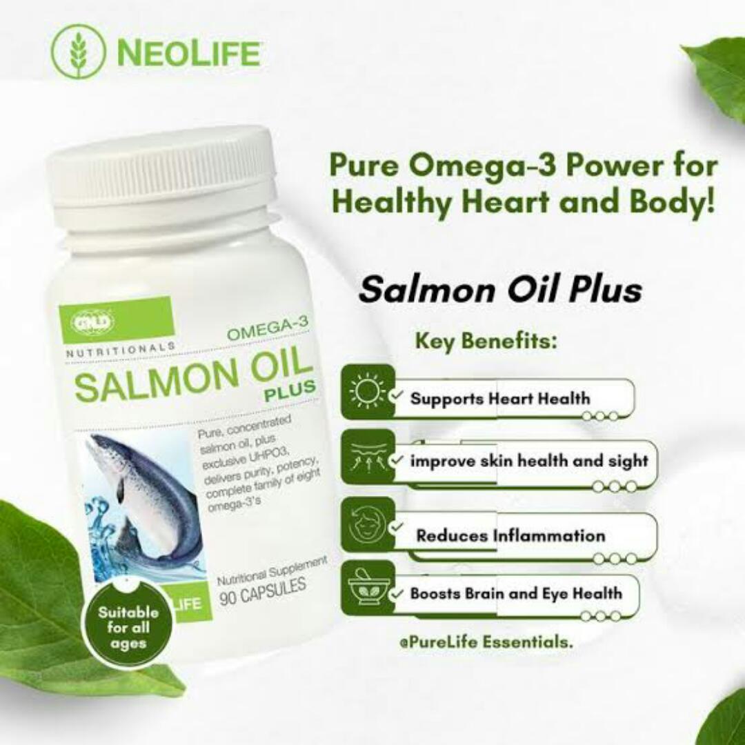 NEOLIFE SALMON OIL PLUS OMEGA-3 Pure and concentrated provides all eight Omega -3s Dietary supplement 90 SOFTGEL CAPSULES