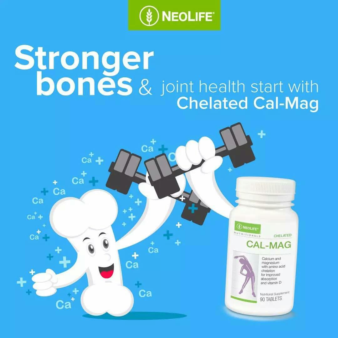 NEOLIFE CHELATED CAL-MAG Calcium and magnesium with amino acid ,Chelation for improved absorption and Vitamin D Nutritional supplement 90 Tablets
