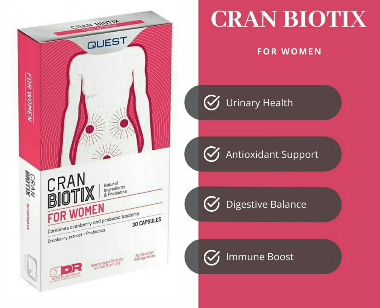 QUEST CRAN BIOTIX FOR WOMEN Natural ingredients&Probiotics Combines cranberry and probiotic bacteria Cranberry extract + Probiotics 30 CAPSULES view 5