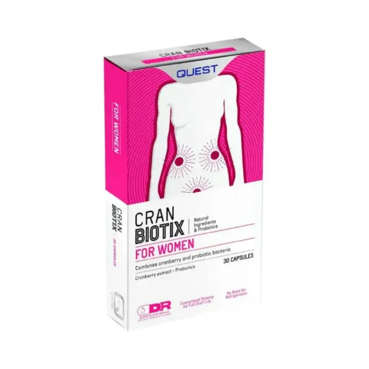 QUEST CRAN BIOTIX FOR WOMEN Natural ingredients&Probiotics Combines cranberry and probiotic bacteria Cranberry extract + Probiotics 30 CAPSULES