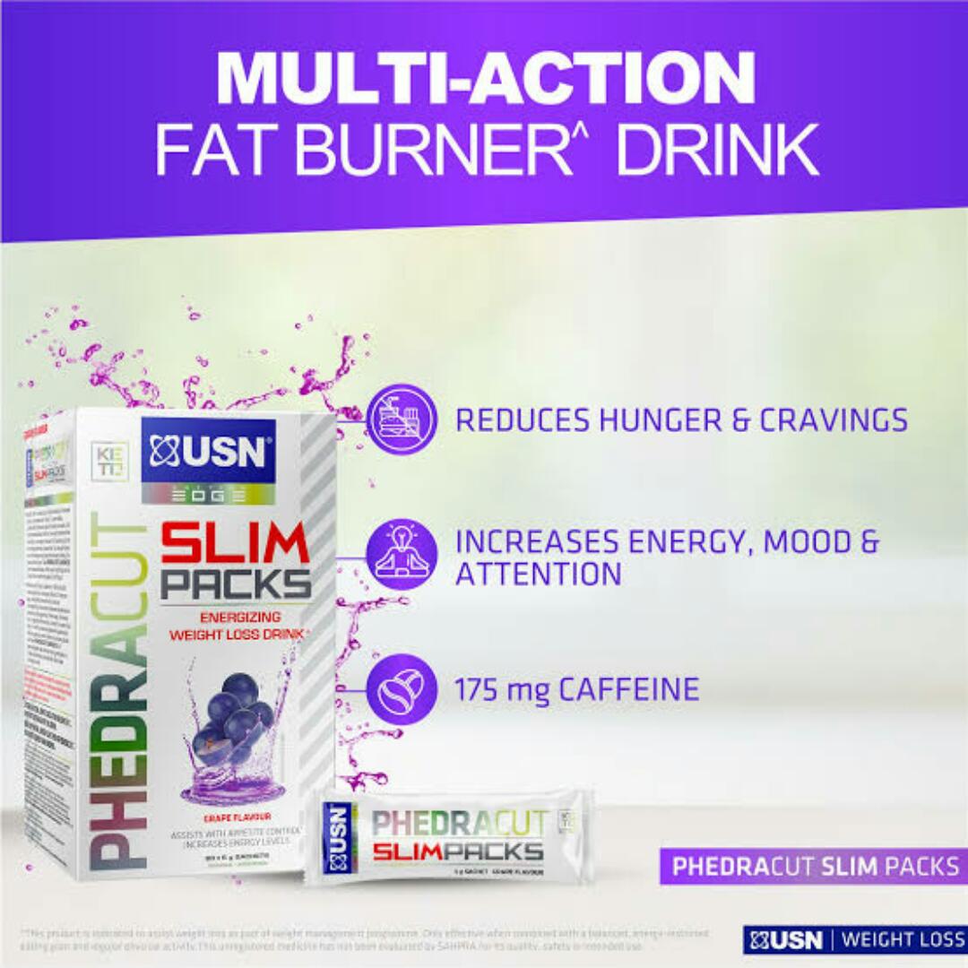 USN PHEDRACUT SLIM PACKS ENERGIZED WEIGHLOSS DRINK 20×5 Grams