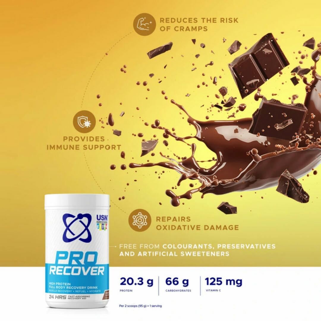 USN PRO RECOVER High Protein Full Body Recovery Drink Muscle Recovery+Refuel+Hydrate 24HRS Fast Absorbing Recovery Aid NET WT 1Kg