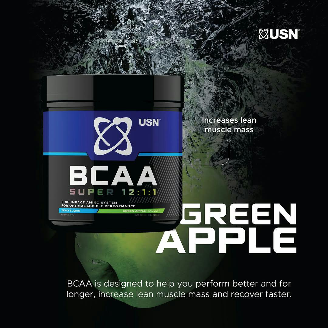 USN BCAA SUPER 12:1:1 High Impact Amino System For Optimal Muscle performance Zero Sugar NET WT 315 Grams