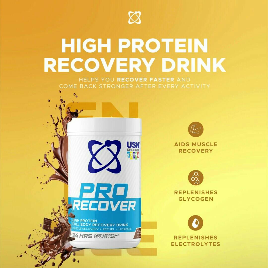 USN PRO RECOVER High Protein Full Body Recovery Drink Muscle Recovery+Refuel+Hydrate 24HRS Fast Absorbing Recovery Aid NET WT 1Kg