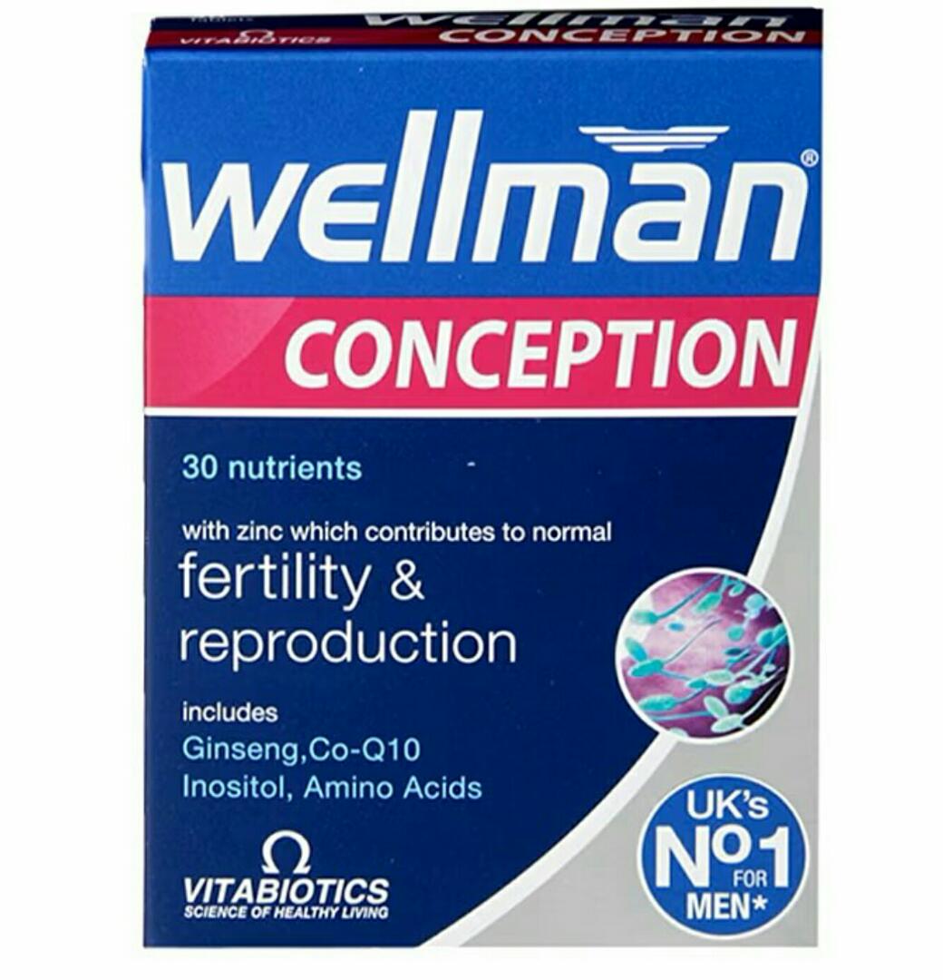 WELLMAN CONCEPTION 30 Nutrients with zinc which contribute to normal  Fertility &  Reproduction Includes Ginseng,Co - Q10 Inositol,Amino Acids VITABIOTICS UK'S NO.1 FOR MEN