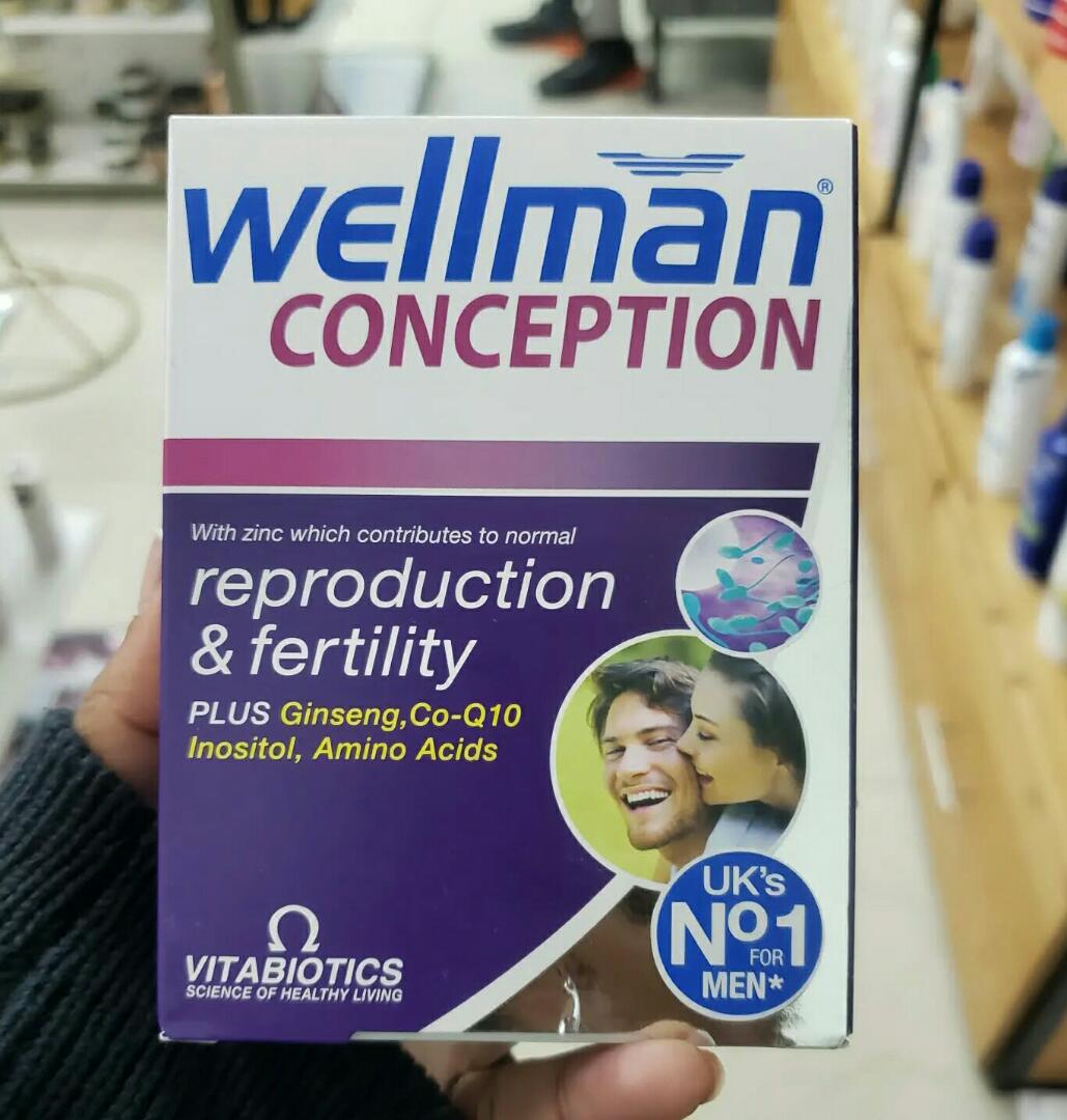 WELLMAN CONCEPTION 30 Nutrients with zinc which contribute to normal  Fertility &  Reproduction Includes Ginseng,Co - Q10 Inositol,Amino Acids VITABIOTICS UK'S NO.1 FOR MEN