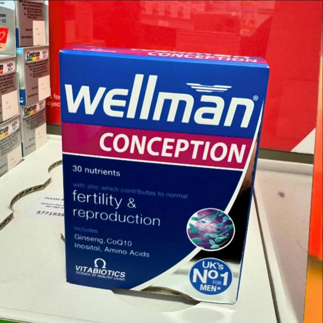 WELLMAN CONCEPTION 30 Nutrients with zinc which contribute to normal  Fertility &  Reproduction Includes Ginseng,Co - Q10 Inositol,Amino Acids VITABIOTICS UK'S NO.1 FOR MEN
