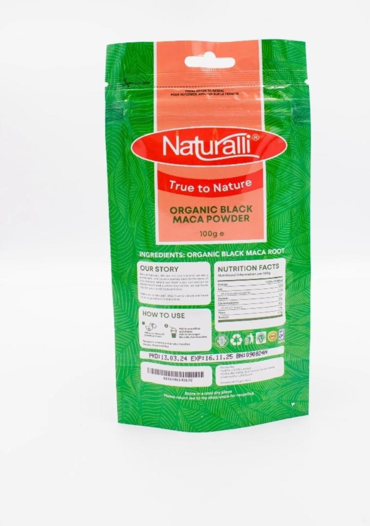 Naturalli True to Nature ORGANIC BLACK MACA POWDER  100 GRAMS view 7