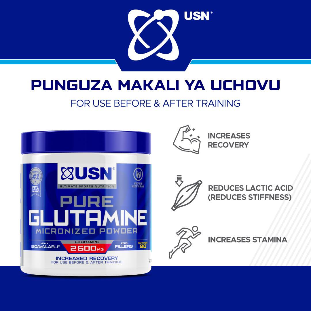 USN PURE GLUTAMINE MICRONIZED POWDER INCREASED RECOVERY FOR USE BEFORE & AFTER TRAINING 80 SERVINGS 200 GRAMS