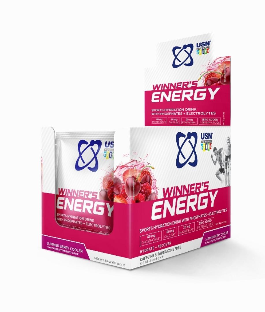 USN RASCALS WINNER'S ENERGY SPORTS HYDRATION DRINK WITH PHOSPHATES + ELECTROLYTES  HYDRATE + RECOVER CAFFEINE + TARTRAZINE FREE NET WT 1.3 oz (36 g×15)