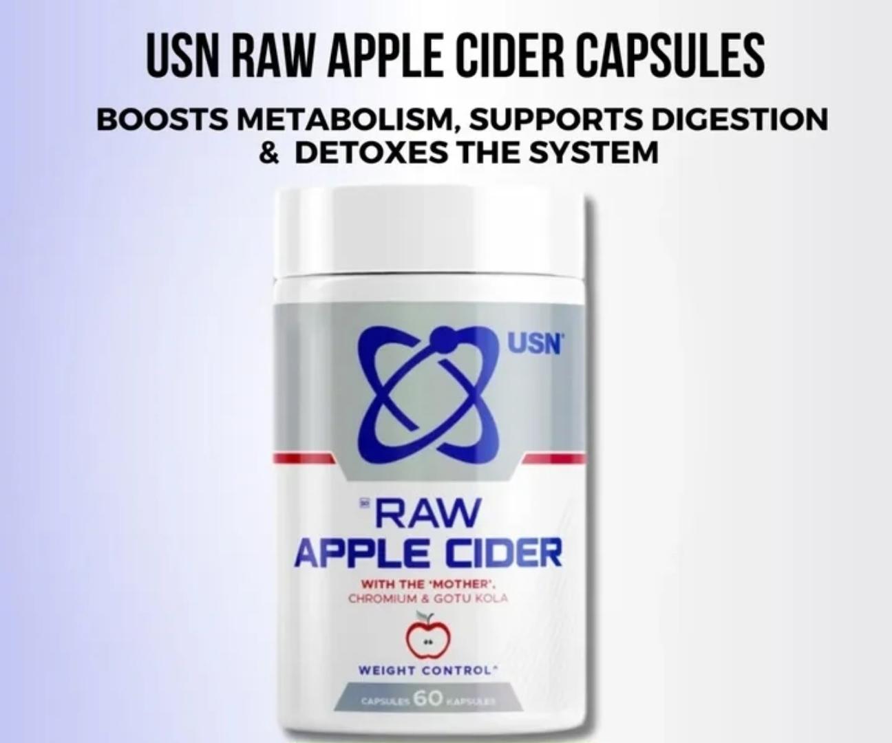 USN RAW APPLE CIDER WITH THE 'MOTHER' CHROMIUM & GOTU KOLA WEIGHT CONTROL 60 CAPSULES