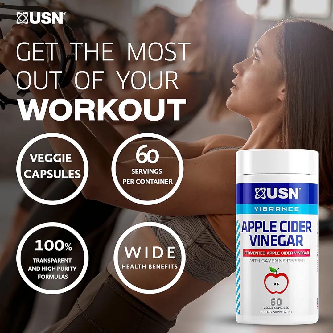 USN RAW APPLE CIDER WITH THE 'MOTHER' CHROMIUM & GOTU KOLA WEIGHT CONTROL 60 CAPSULES