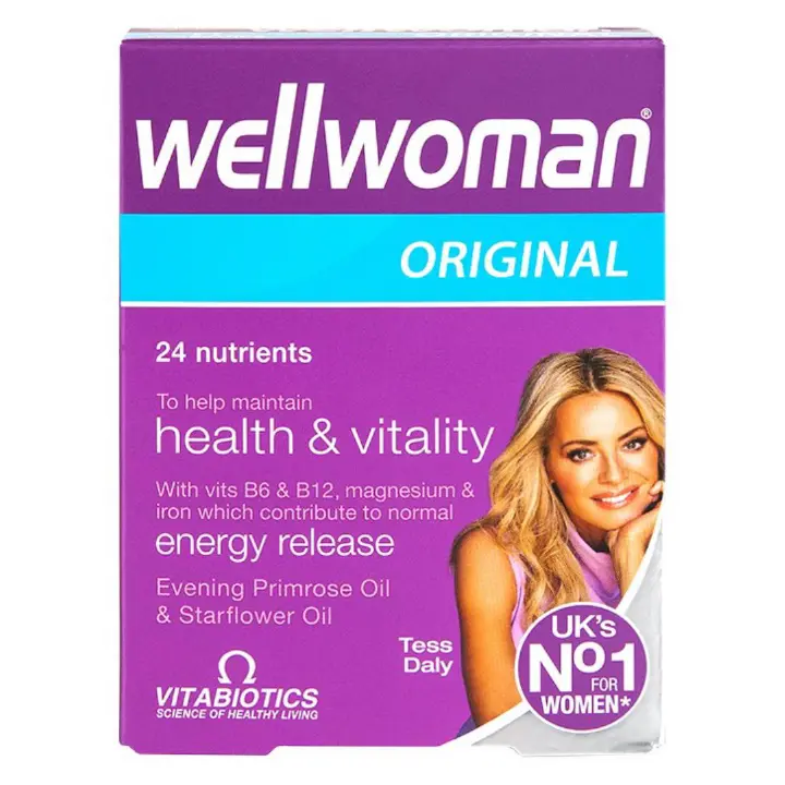 VITABIOTICS WEllWoman ORIGINAL 24 nutrients To help maintain health & vitality with vits B6& B12,magnesium & iron which contribute to normal  energy release  Evening primrose Oil & Starflower