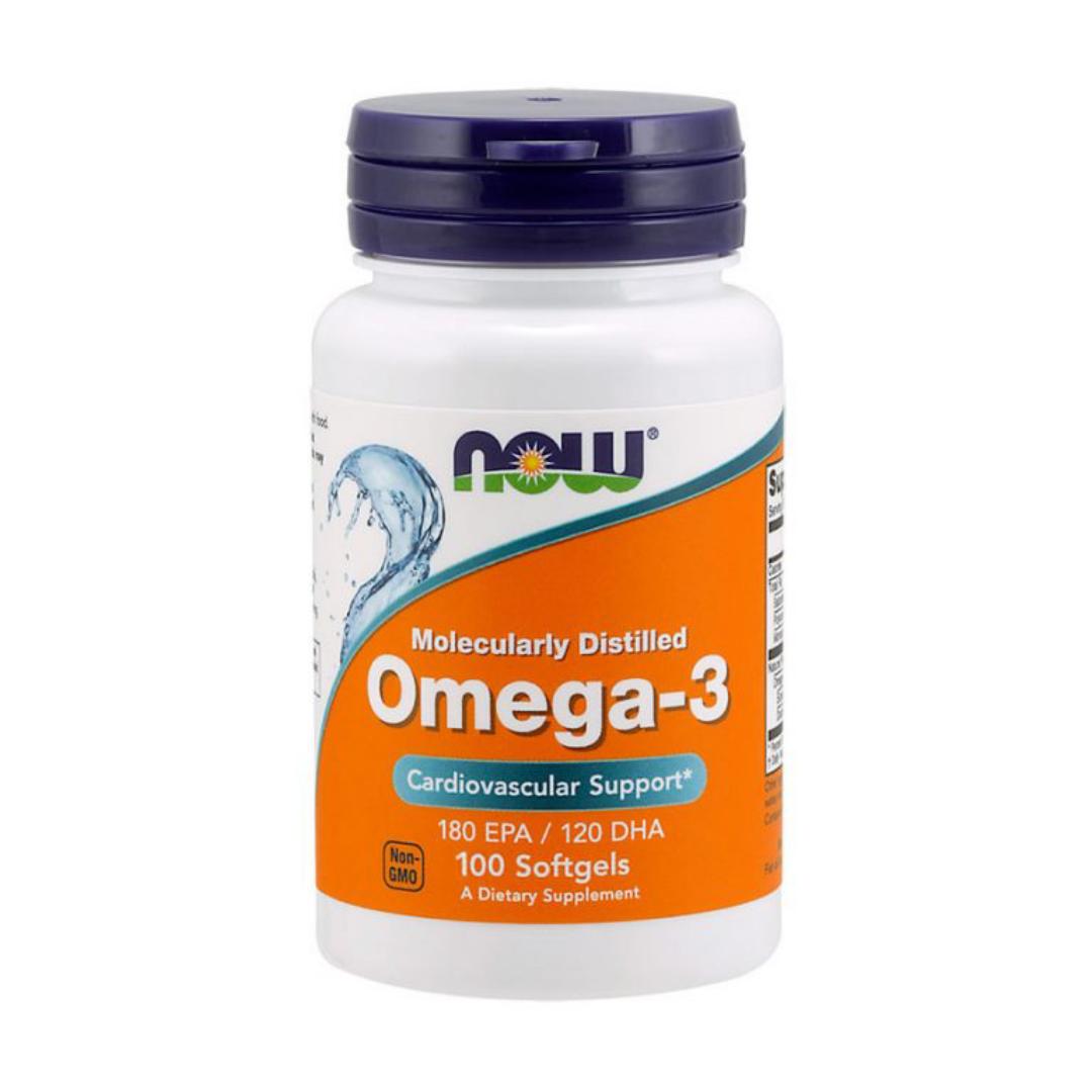 now Moleculary Distilled Omega-3 Fish oil Cardiovascular support Non-GMO180 EPA/120D HA 100 Softgels A Dietary Supplement