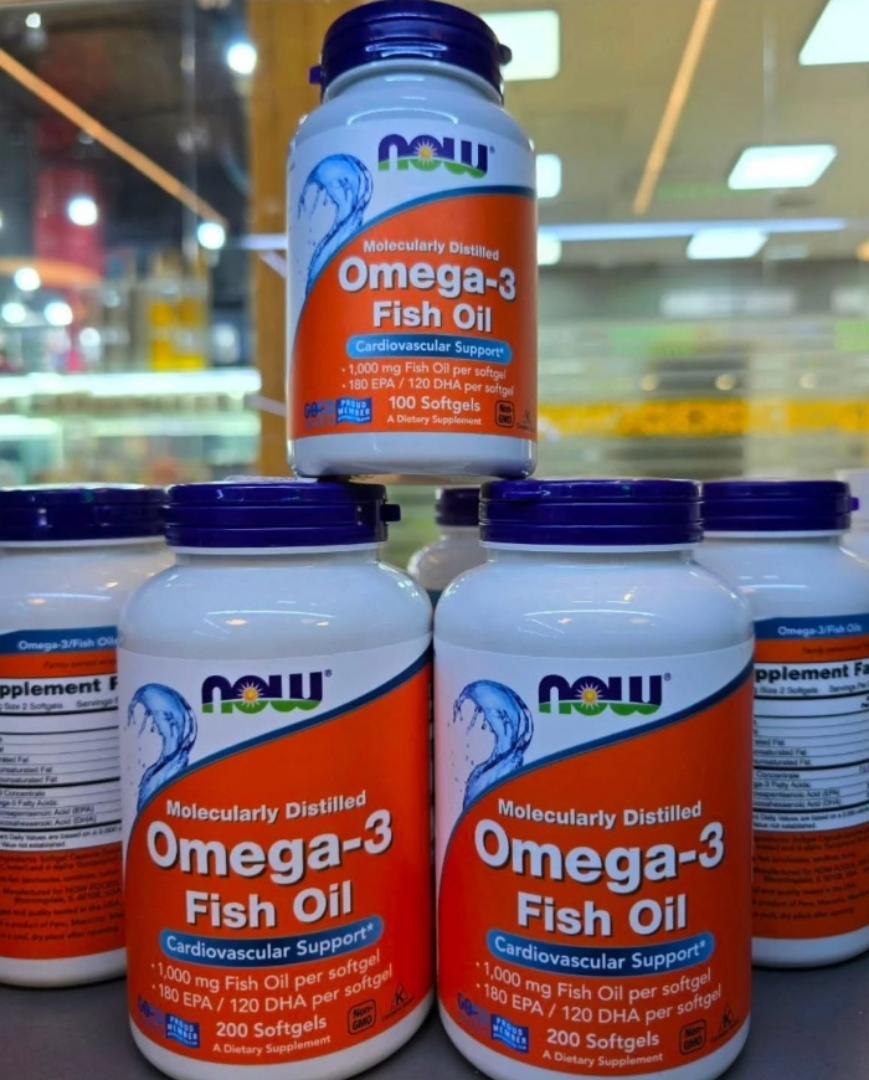 now Moleculary Distilled Omega-3 Fish oil Cardiovascular support Non-GMO180 EPA/120D HA 100 Softgels A Dietary Supplement
