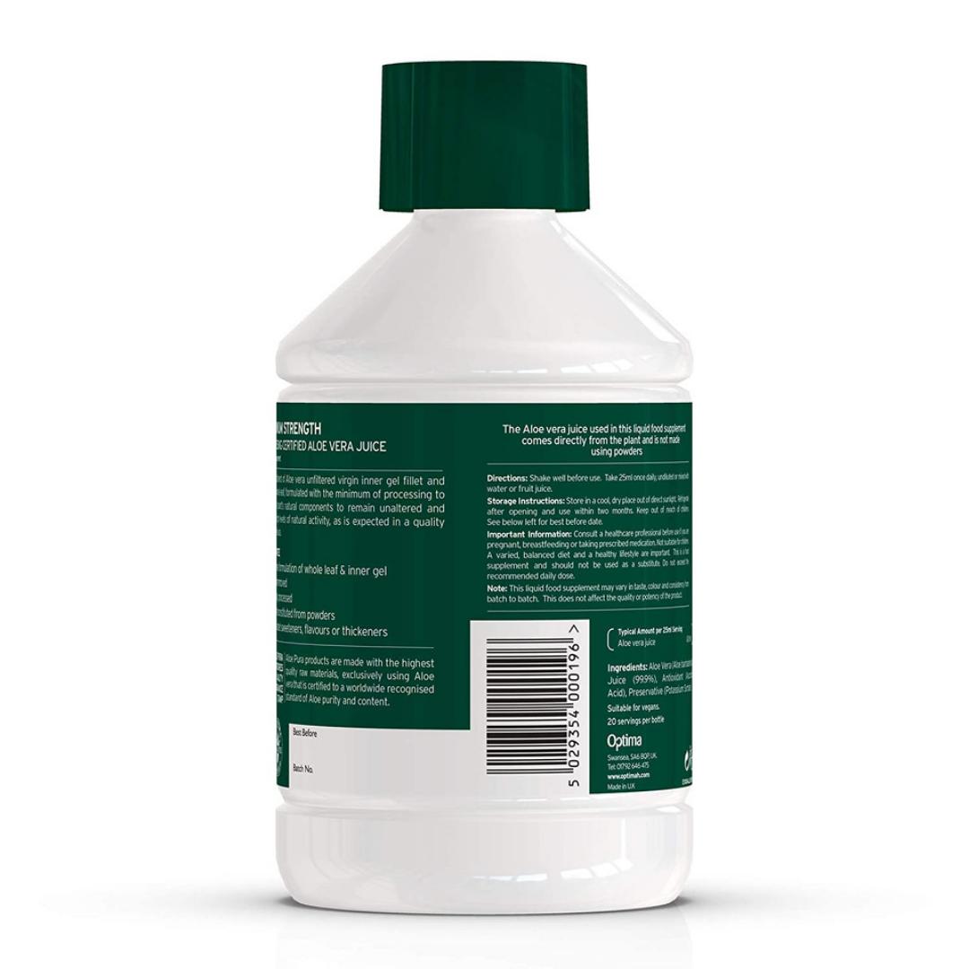 Aloe Pura Bio-active aloe vera juice MAXIMUM STRENGTH BALANCED FORMULATION  500ML Food Supplement