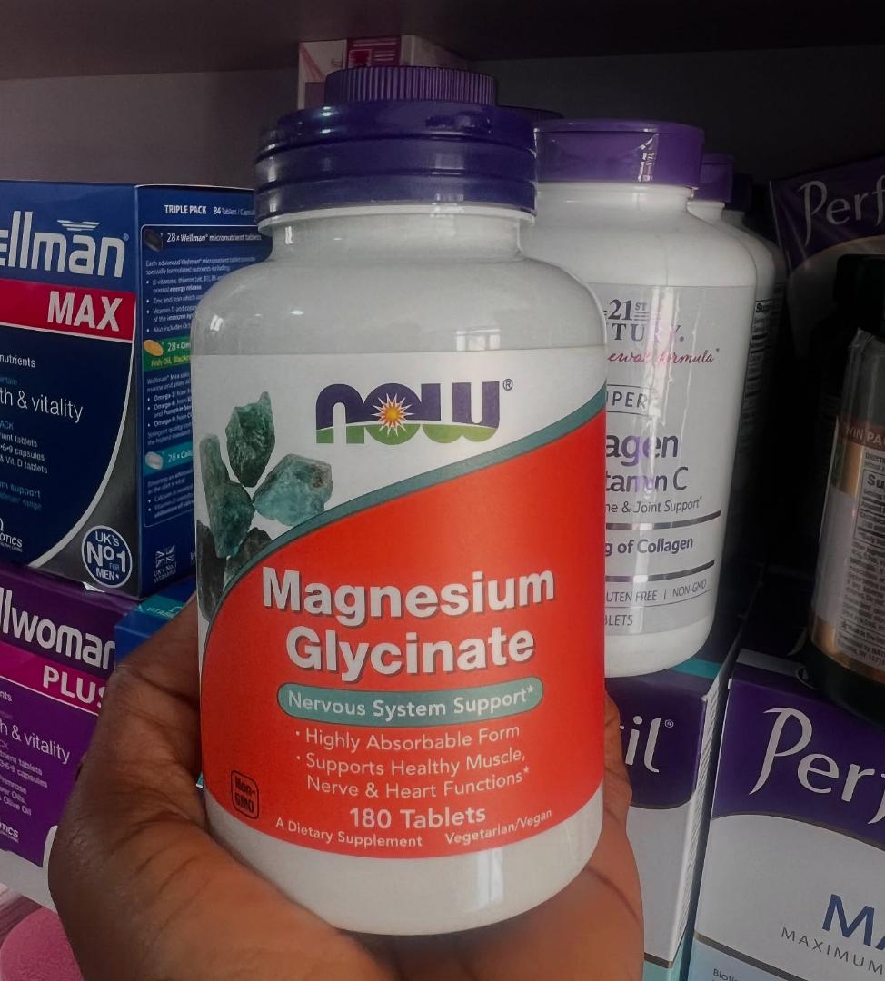 now Magnesium Glycinate Nervous System Support Highly absorbable form,Supports Healthy Muscles,Nerve and Heart Functions Non-GMO 180 Tablets A Dietary Supplement Vegetarian/Vegan
