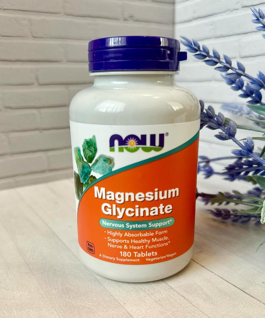 now Magnesium Glycinate Nervous System Support Highly absorbable form,Supports Healthy Muscles,Nerve and Heart Functions Non-GMO 180 Tablets A Dietary Supplement Vegetarian/Vegan