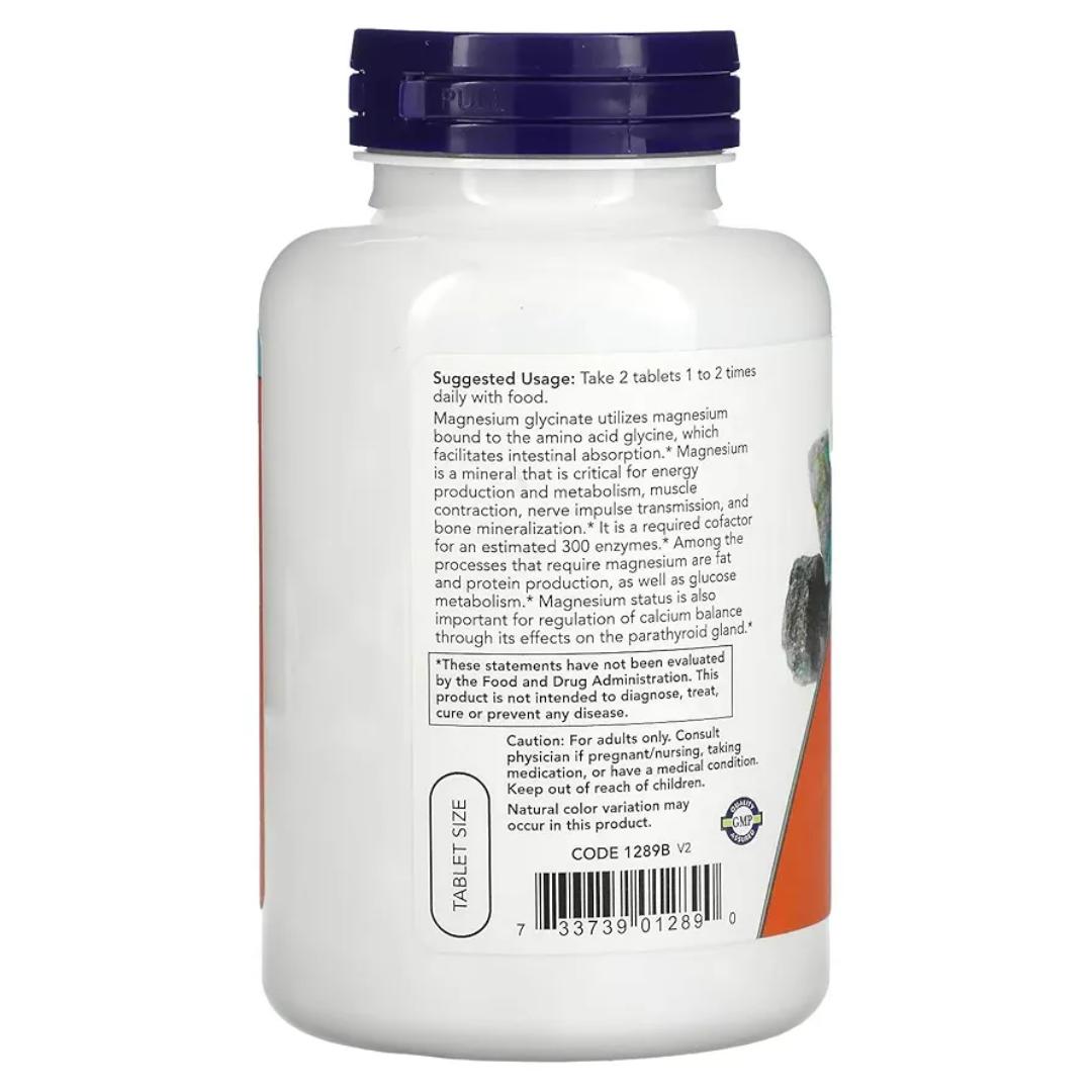 now Magnesium Glycinate Nervous System Support Highly absorbable form,Supports Healthy Muscles,Nerve and Heart Functions Non-GMO 180 Tablets A Dietary Supplement Vegetarian/Vegan