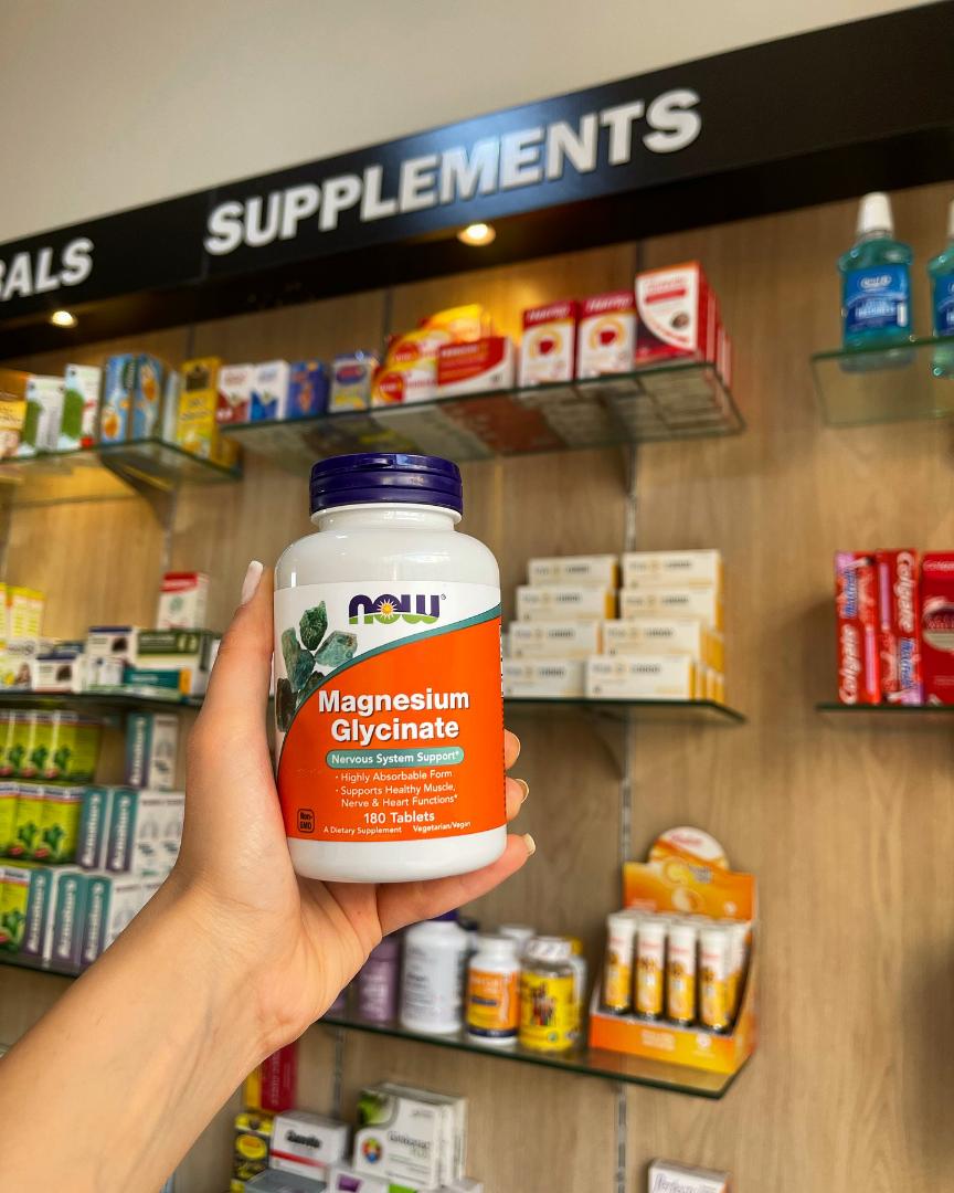 now Magnesium Glycinate Nervous System Support Highly absorbable form,Supports Healthy Muscles,Nerve and Heart Functions Non-GMO 180 Tablets A Dietary Supplement Vegetarian/Vegan