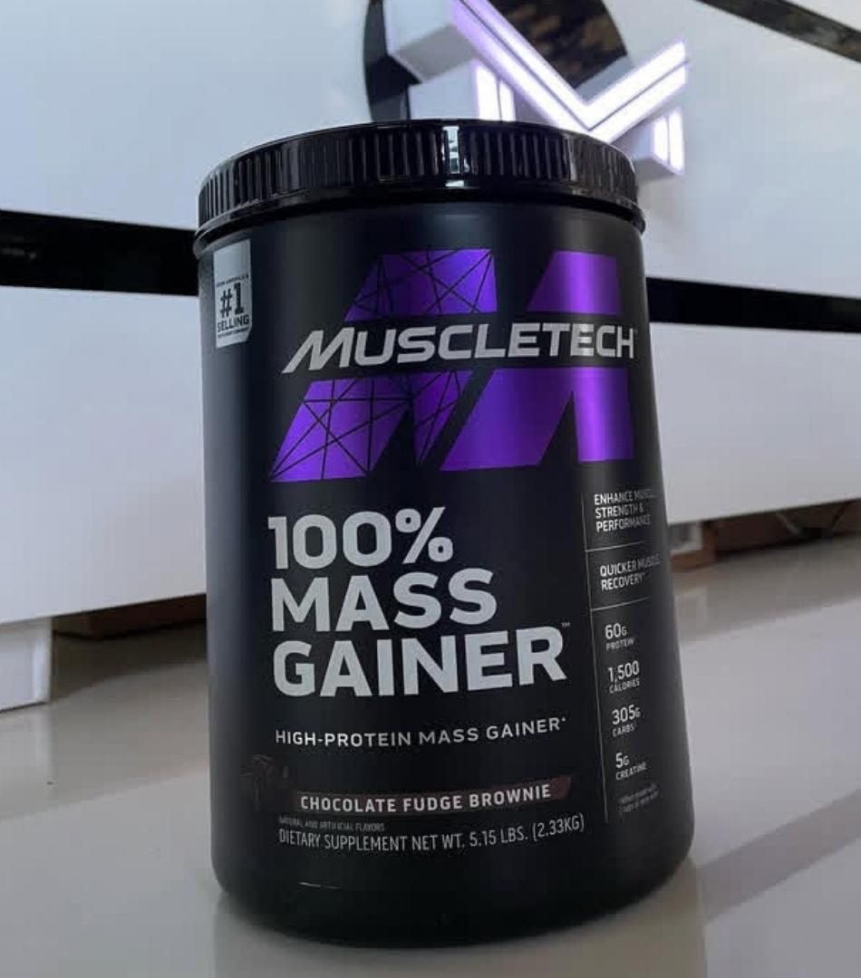 MUSCLETECH 100% MASS GAINER HIGH-PROTEIN MASS GAINER ENHANCE MUSCLE,STRENGTH & PERFORMANCE QUICKER MUSCLE RECOVERY DIETARY SUPPLEMENT NET.WEIGHT.5.15LBS(2.33KG)