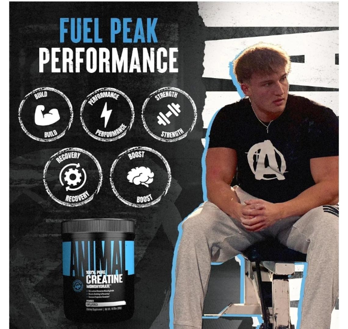 UN ANIMAL 100% PURE CREATINE MONOHYDRATE POWDER UNFLAVOURED DIETARY SUPPLEMENT NET.WEIGHT.10.58Oz(300GRAMS)