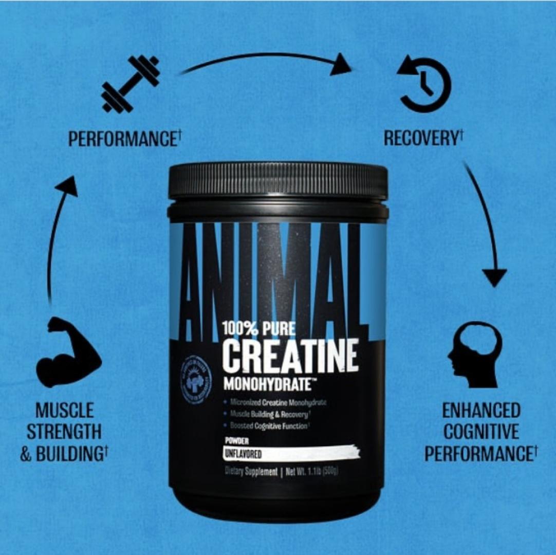 UN ANIMAL 100% PURE CREATINE MONOHYDRATE POWDER UNFLAVOURED DIETARY SUPPLEMENT NET.WEIGHT.10.58Oz(300GRAMS)