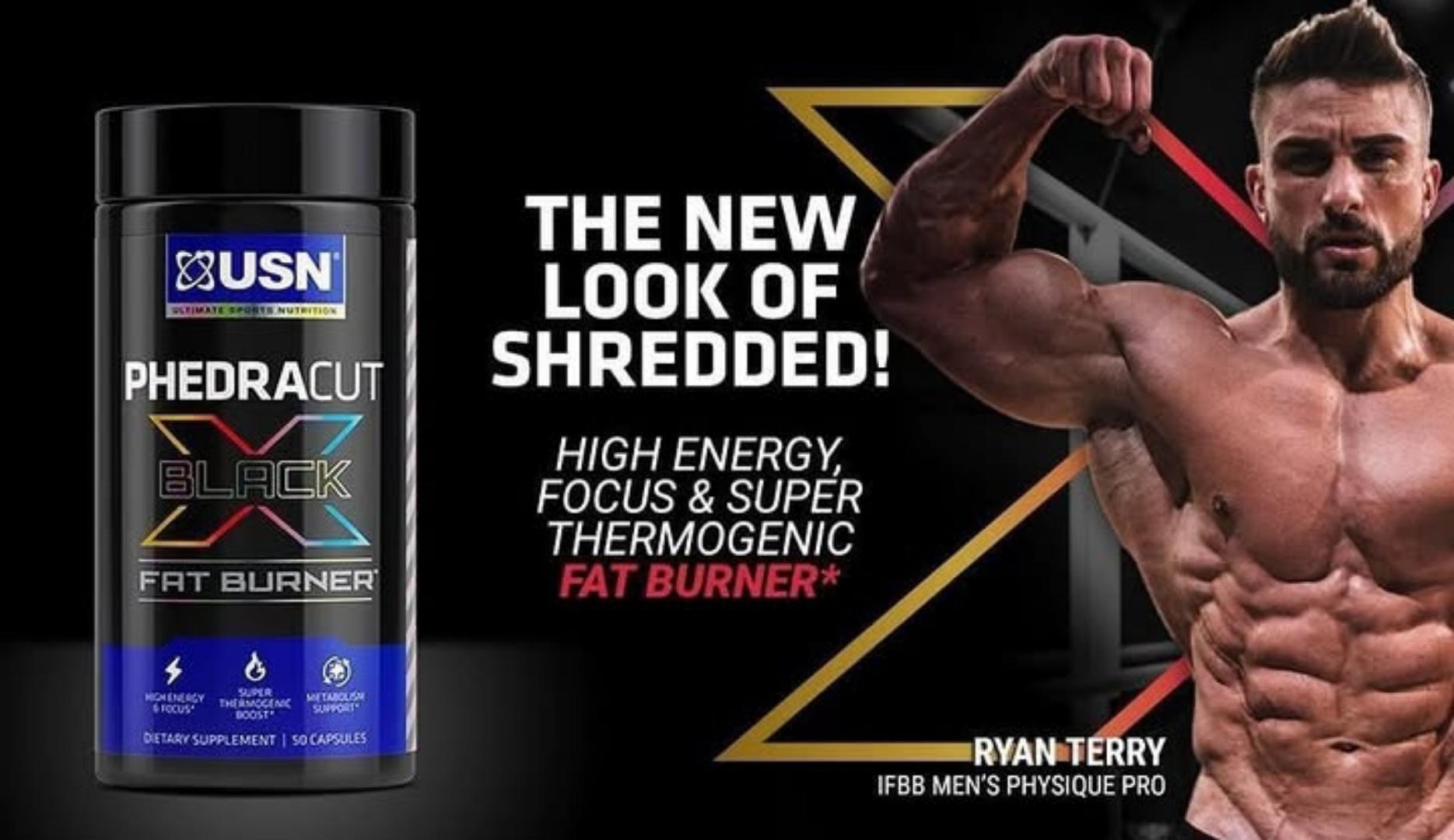USN PHEDRACUT CUT LIPO X BLACK THERMO-SHRED FAT BURNER 80 CAPSULES 1 MONTH SUPPY