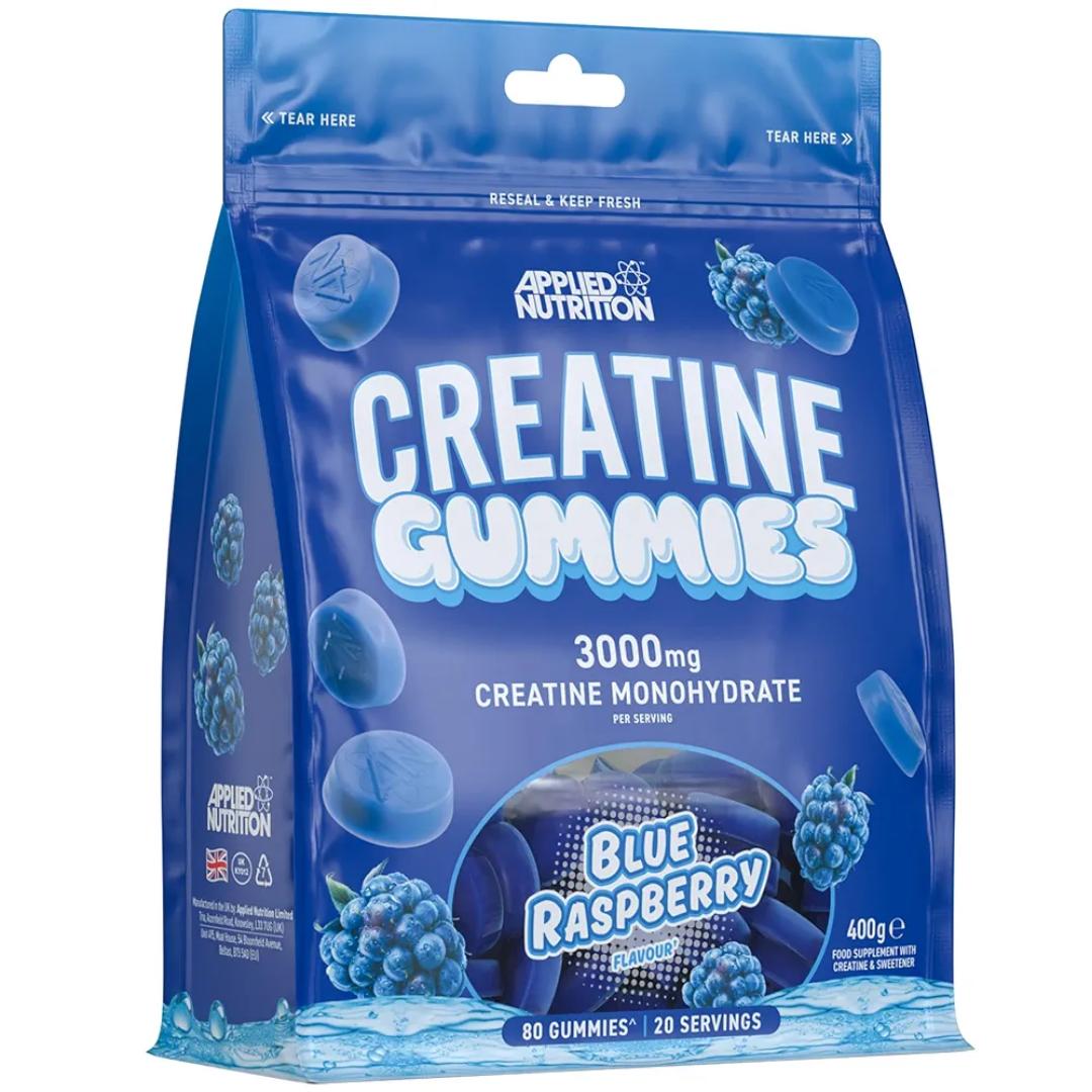 APPLIED NUTRITION CREATINE GUMMIES 3000MG CREATINE MONOHYDRATE PER SERVING 80 GUMMIES 20 SERVINGS FOOD SUPPLEMENT WITH CREATINE & SWEETENER NET.WEIGHT.400GRAMS
