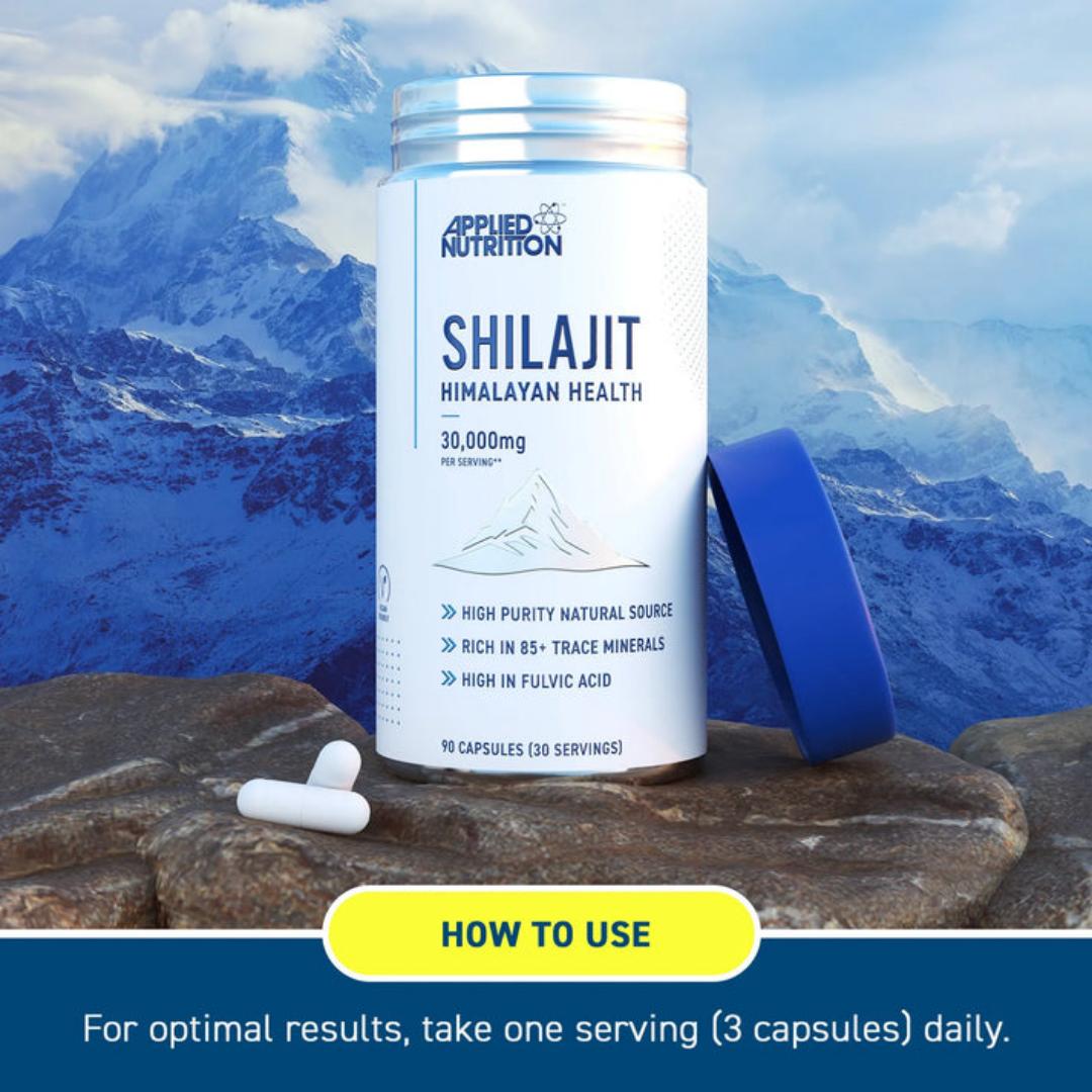 APPLIED NUTRITION SHILAJIT HIMALAYAN HEALTH 30,000MG PER SERVING HIGH PURITY NATURAL SOURCE RICH IN 85+ TRACE MINERALS HIGH IN FULVIC ACID 90 CAPSULES (30 SERVINGS)