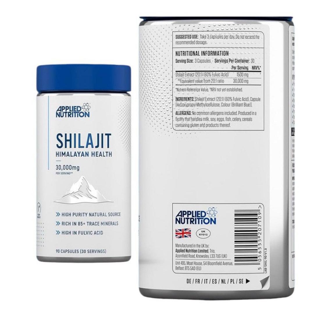 APPLIED NUTRITION SHILAJIT HIMALAYAN HEALTH 30,000MG PER SERVING HIGH PURITY NATURAL SOURCE RICH IN 85+ TRACE MINERALS HIGH IN FULVIC ACID 90 CAPSULES (30 SERVINGS)
