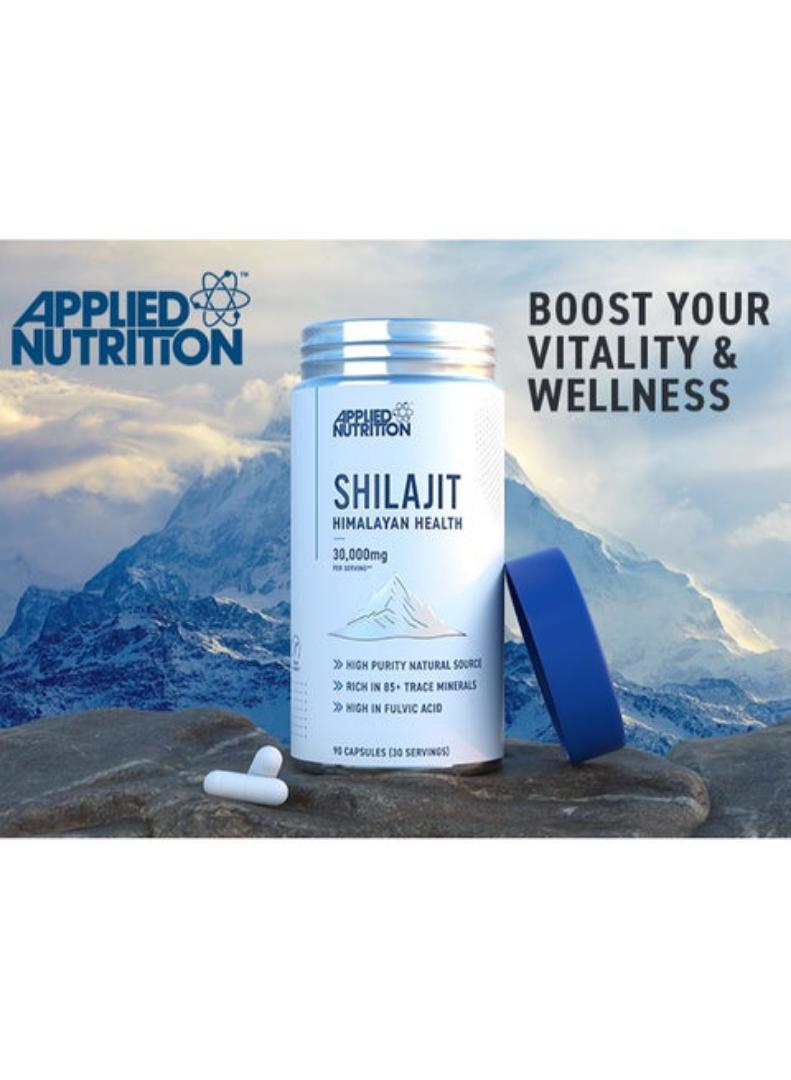 APPLIED NUTRITION SHILAJIT HIMALAYAN HEALTH 30,000MG PER SERVING HIGH PURITY NATURAL SOURCE RICH IN 85+ TRACE MINERALS HIGH IN FULVIC ACID 90 CAPSULES (30 SERVINGS)