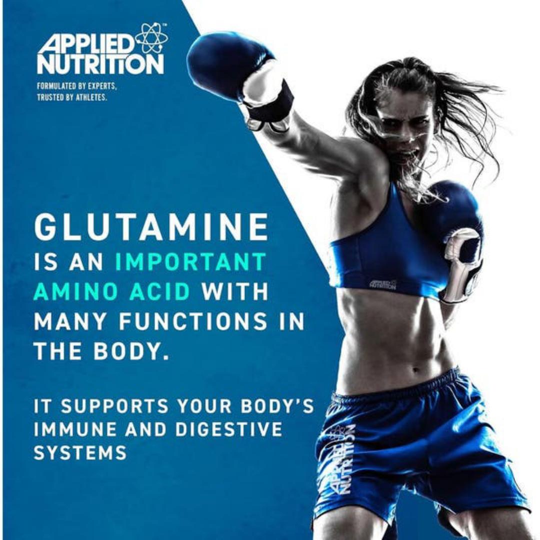 APPLIED NUTRITION L-GLUTAMINE POWDER MICRONIZED NEXT GENERATION TESTED FOR ATHELETES 50 SERVINGS NET.WEIGHT 250 GRAMS