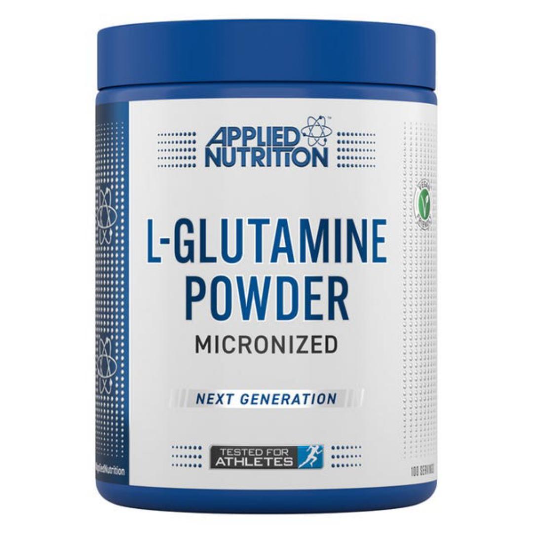 APPLIED NUTRITION L-GLUTAMINE POWDER MICRONIZED NEXT GENERATION TESTED FOR ATHELETES 50 SERVINGS NET.WEIGHT 250 GRAMS