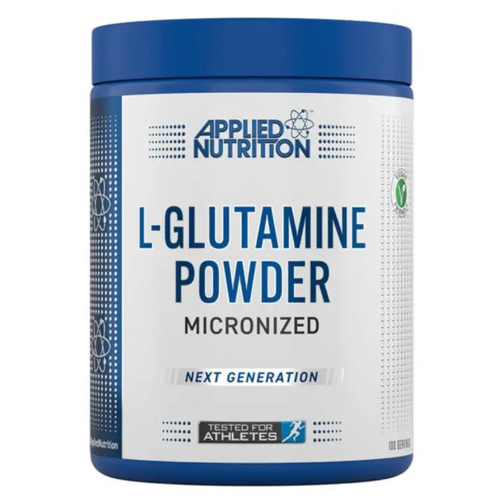 APPLIED NUTRITION L-GLUTAMINE POWDER MICRONIZED NEXT GENERATION TESTED FOR ATHELETES 50 SERVINGS NET.WEIGHT 250 GRAMS