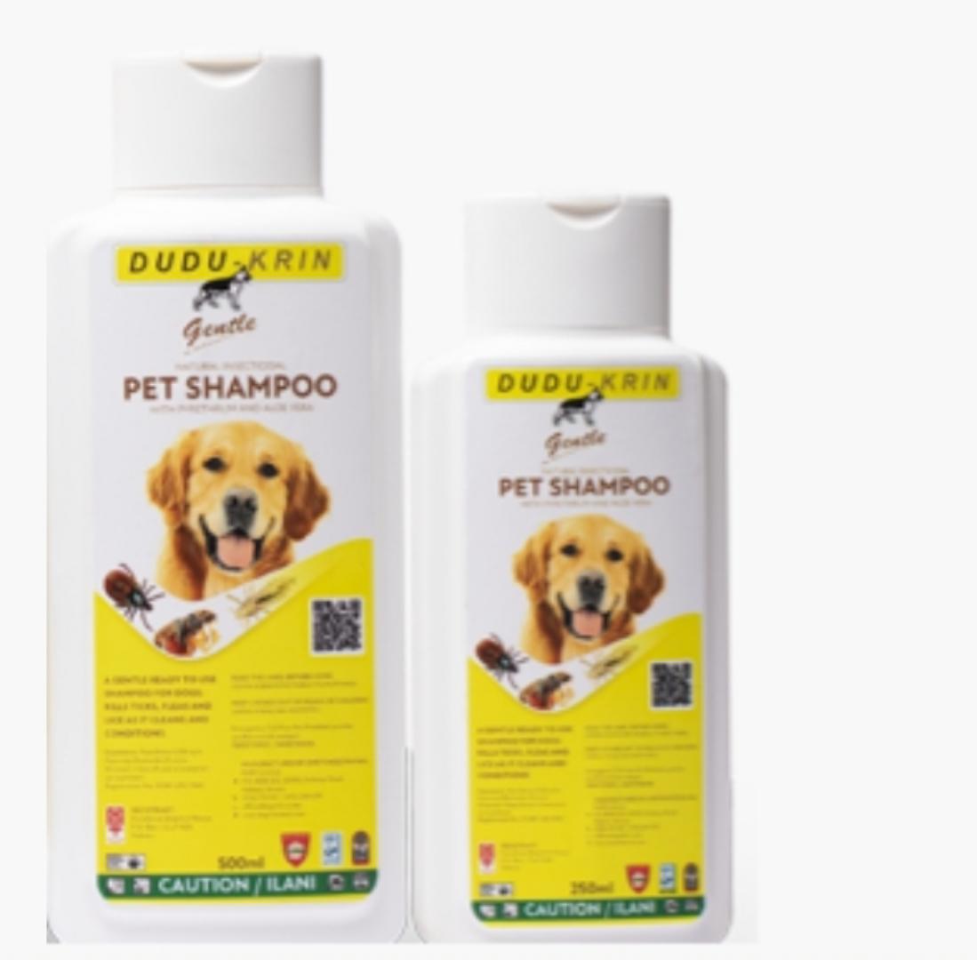 KAPI LIMITED FLOWER DUDU-KRIN GENTLE NATURAL INSECTICIDAL PET SHAMPOO WITH PYRETHRUM AND ALOE VERA GENTLE SHAMPOO FOR CATS & DOGS.KILLS TICKS,FLEAS AND LICE AS IT CLEANS AND CONDITIONS MADE IN KENYA