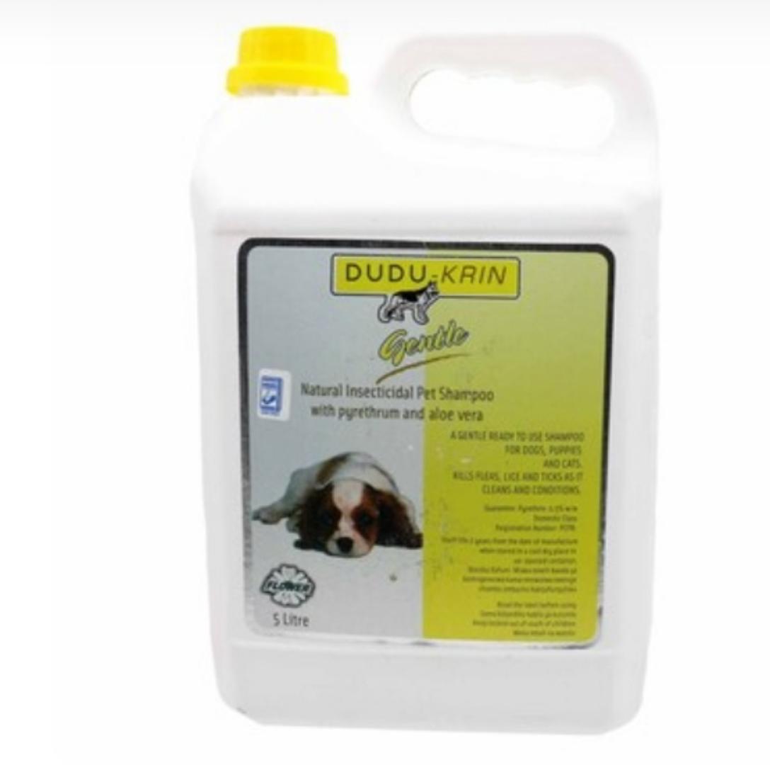 KAPI LIMITED FLOWER DUDU-KRIN GENTLE NATURAL INSECTICIDAL PET SHAMPOO WITH PYRETHRUM AND ALOE VERA GENTLE SHAMPOO FOR CATS & DOGS.KILLS TICKS,FLEAS AND LICE AS IT CLEANS AND CONDITIONS MADE IN KENYA