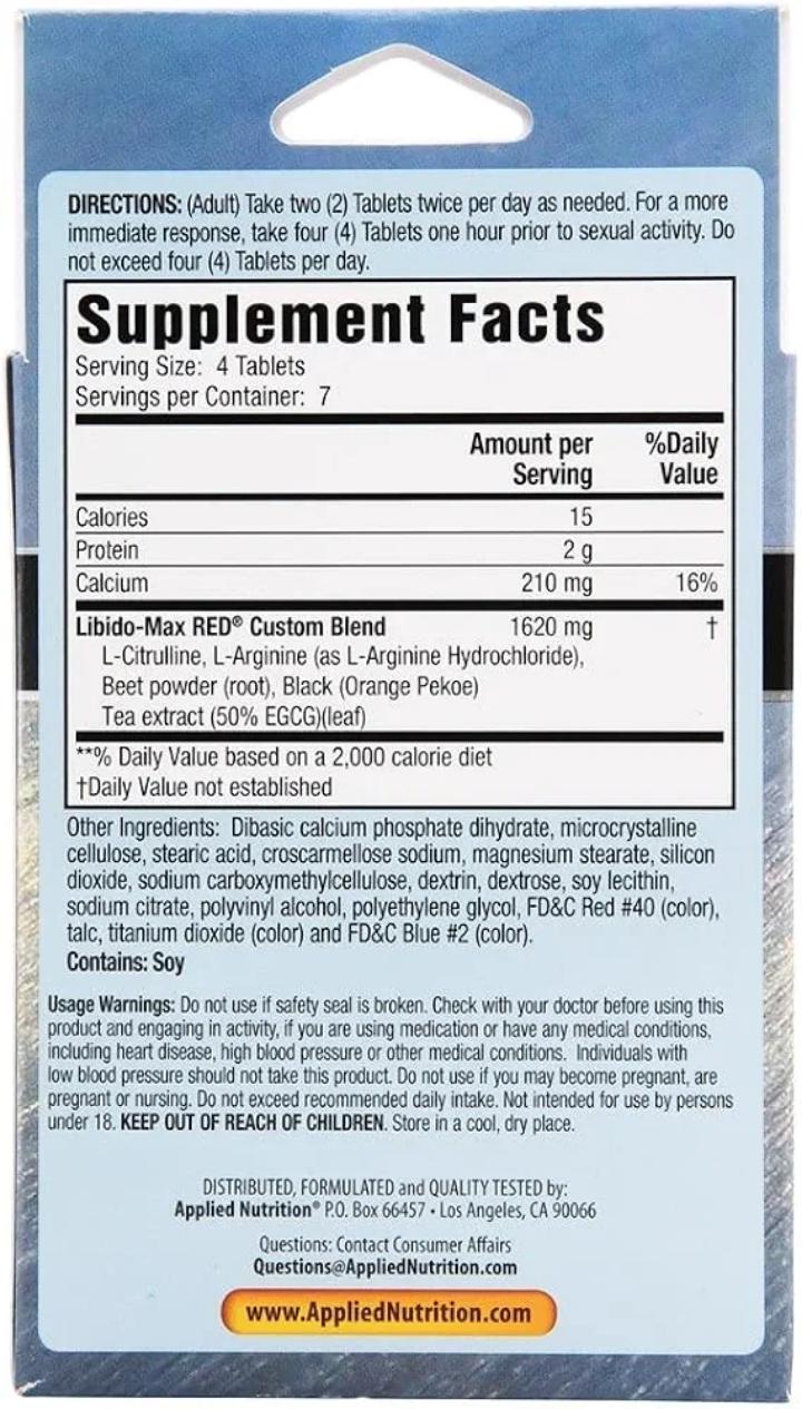 LIBIDO-MAX RED MALE PHYSICAL RESPONSE NITRIC OXIDE PERFORMANCE BOOSTER  FOR A MORE IMMEDIATE RESPONSE TAKE 1 HOUR PRIOR TO PHYSICAL ACTIVITY DIETARY SUPPLEMENT 30 PRO-MALE TABLETS view 3
