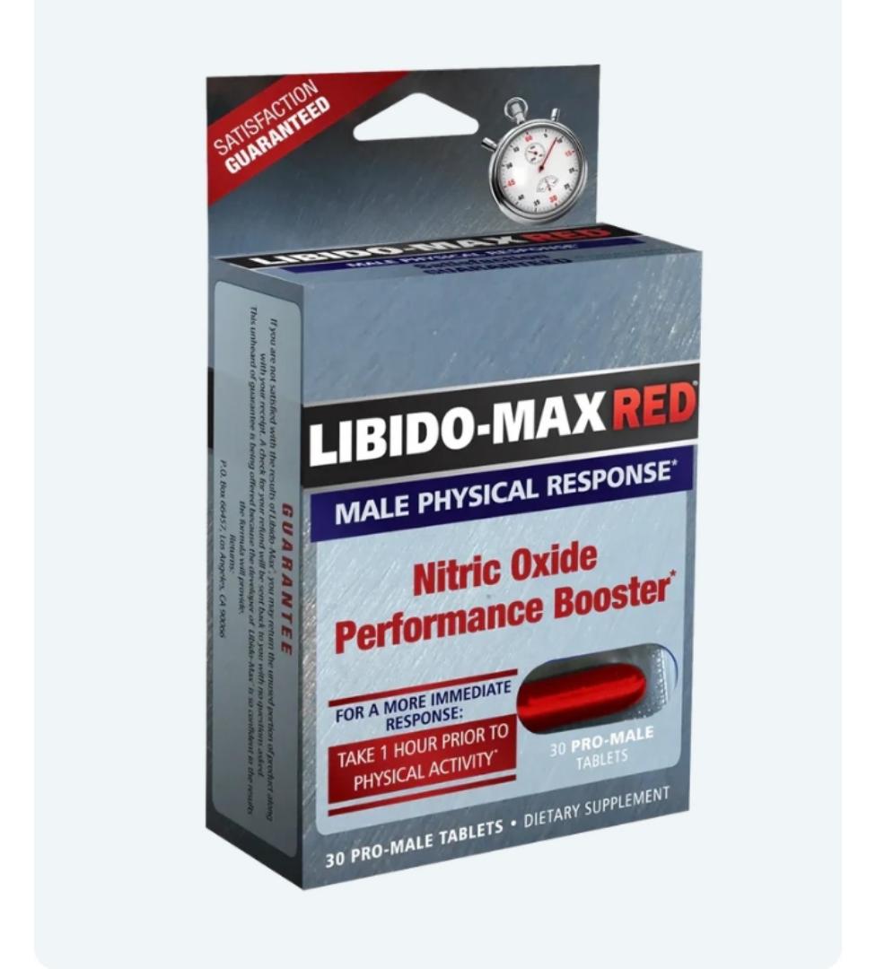 LIBIDO-MAX RED MALE PHYSICAL RESPONSE NITRIC OXIDE PERFORMANCE BOOSTER  FOR A MORE IMMEDIATE RESPONSE TAKE 1 HOUR PRIOR TO PHYSICAL ACTIVITY DIETARY SUPPLEMENT 30 PRO-MALE TABLETS view 2
