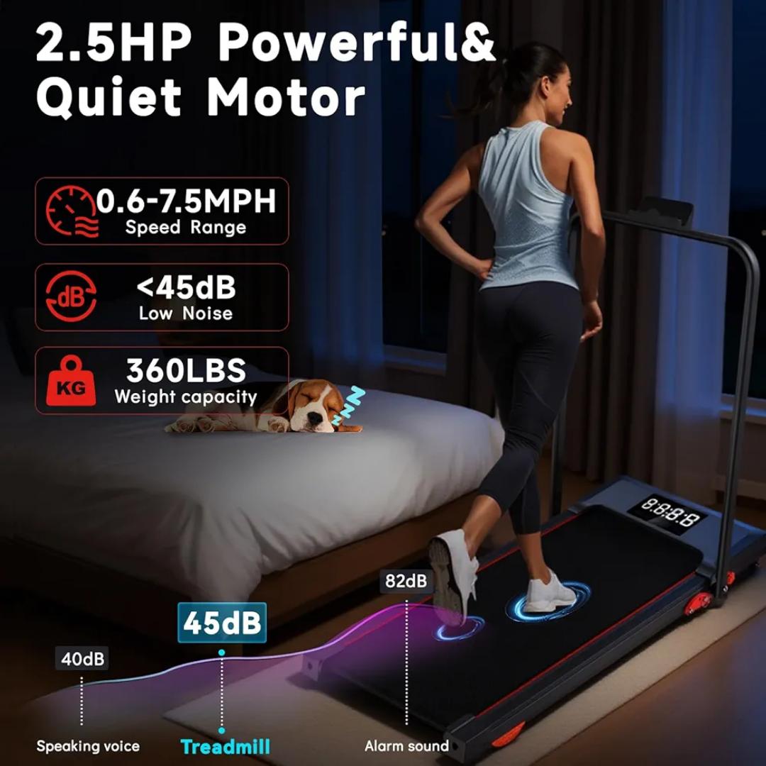 RUNNING/WALKING FOLDABLE WIRELESS REMOTE CONTOLLED SLIM PAD TREADMILL WITH INCLINE AND HANDLE BAR LED DISPLAY SPEED RANGE 0.8-6KM/H CAPACITY(160 KG)