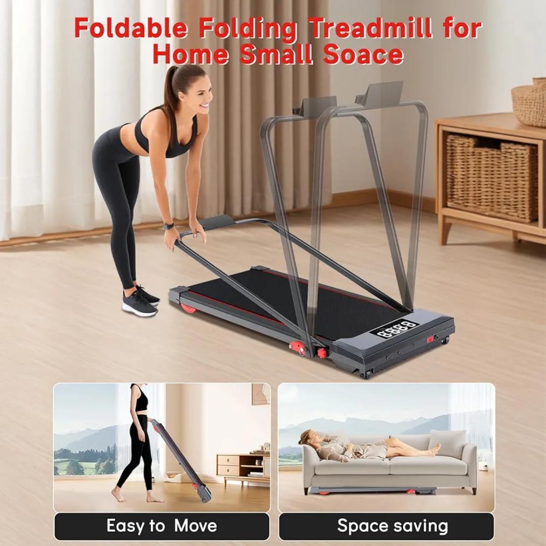 RUNNING/WALKING FOLDABLE WIRELESS REMOTE CONTOLLED SLIM PAD TREADMILL WITH INCLINE AND HANDLE BAR LED DISPLAY SPEED RANGE 0.8-6KM/H CAPACITY(160 KG)