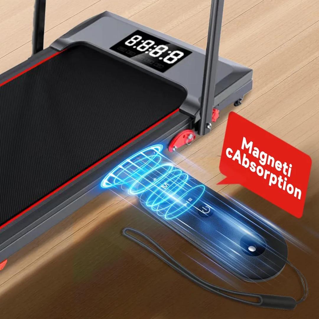 RUNNING/WALKING FOLDABLE WIRELESS REMOTE CONTOLLED SLIM PAD TREADMILL WITH INCLINE AND HANDLE BAR LED DISPLAY SPEED RANGE 0.8-6KM/H CAPACITY(160 KG)