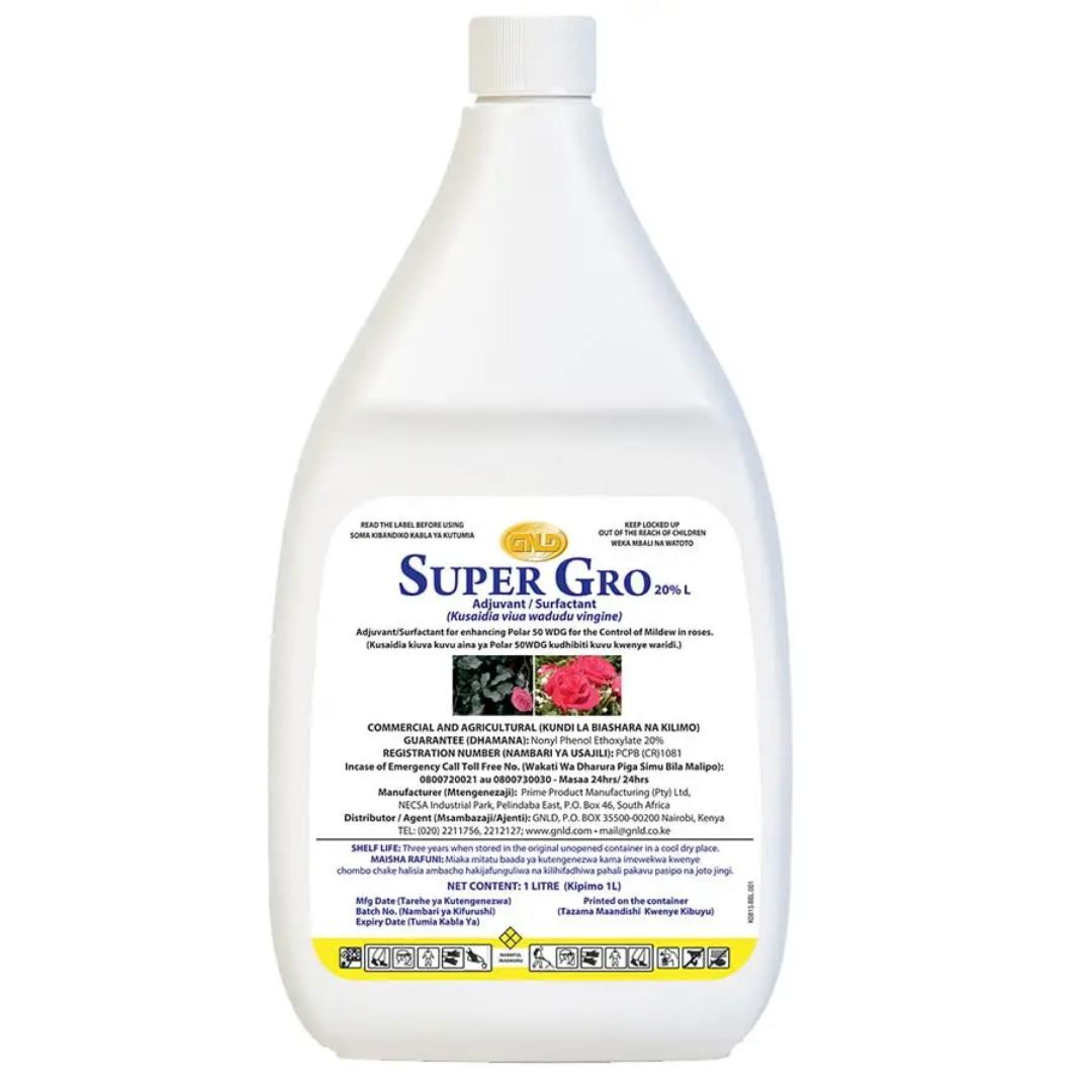 NEOLIFE GNLD SUPERGRO ADJUVANT/SURFACTANT COMMERCIAL AND AGRICULTURAL NONYL PHENOL ETHOXYLATE 20% WATER FERTILIZER MAXIMUM FARM YIELD ENHANCER CROPS & FISH CROPS BOOSTER NET CONTENT:5L/1L