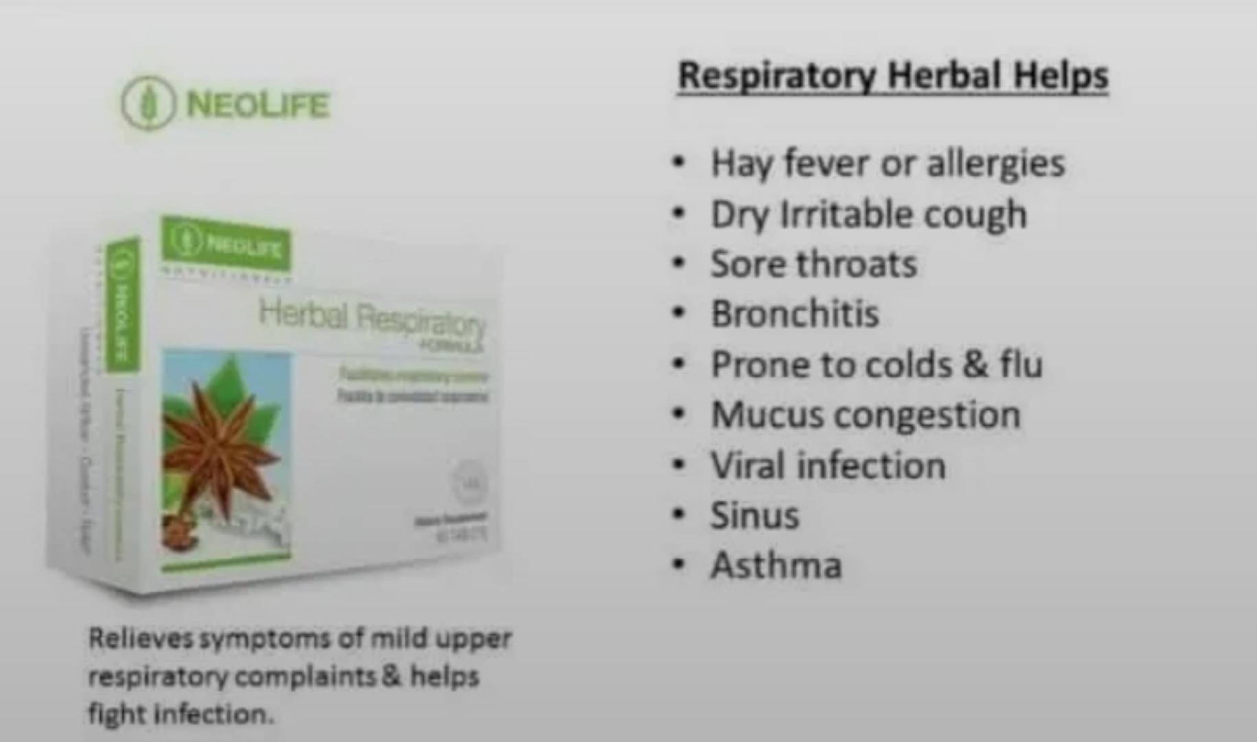NEOLIFE GNLD NUTRITIONALS HERBAL RESPIRATORY FORMULA  FACILITATES RESPIRATORY COMFORT HELPS PREVENT MILD UPPER RESPIRATORY COMPLAINTS 60 TABLETS