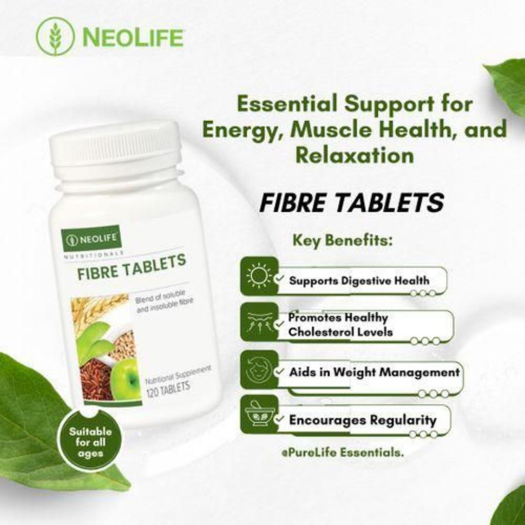NEOLIFE GNLD NUTRITIONALS FIBRE TABLETS BLEND OF SOLUBLE AND INSOLUBLE FIBRE DEGESTIVE SYSTEM SUPPORT AND BOWEL MOVEMENT NUTRITIONAL SUPPLEMENT