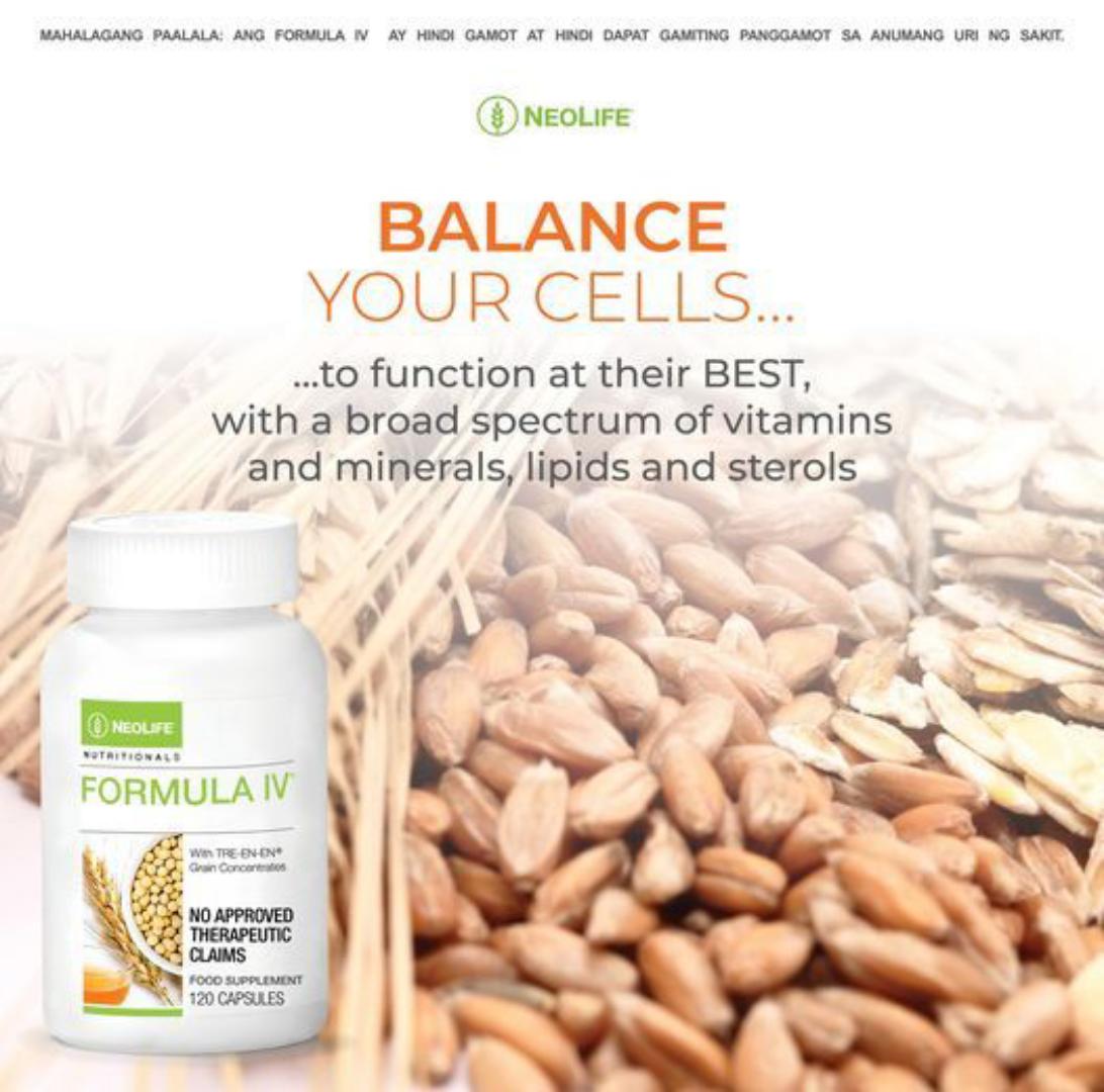 NEOLIFE GNLD NUTRITIONALS FORMULA IV MULTI-VITAMIN AND MINERAL SUPPLEMENT WITH TRE-EN-EN GRAIN CONCENTRATES NUTRITIONAL SUPPLEMENT 60/120 CAPSULES