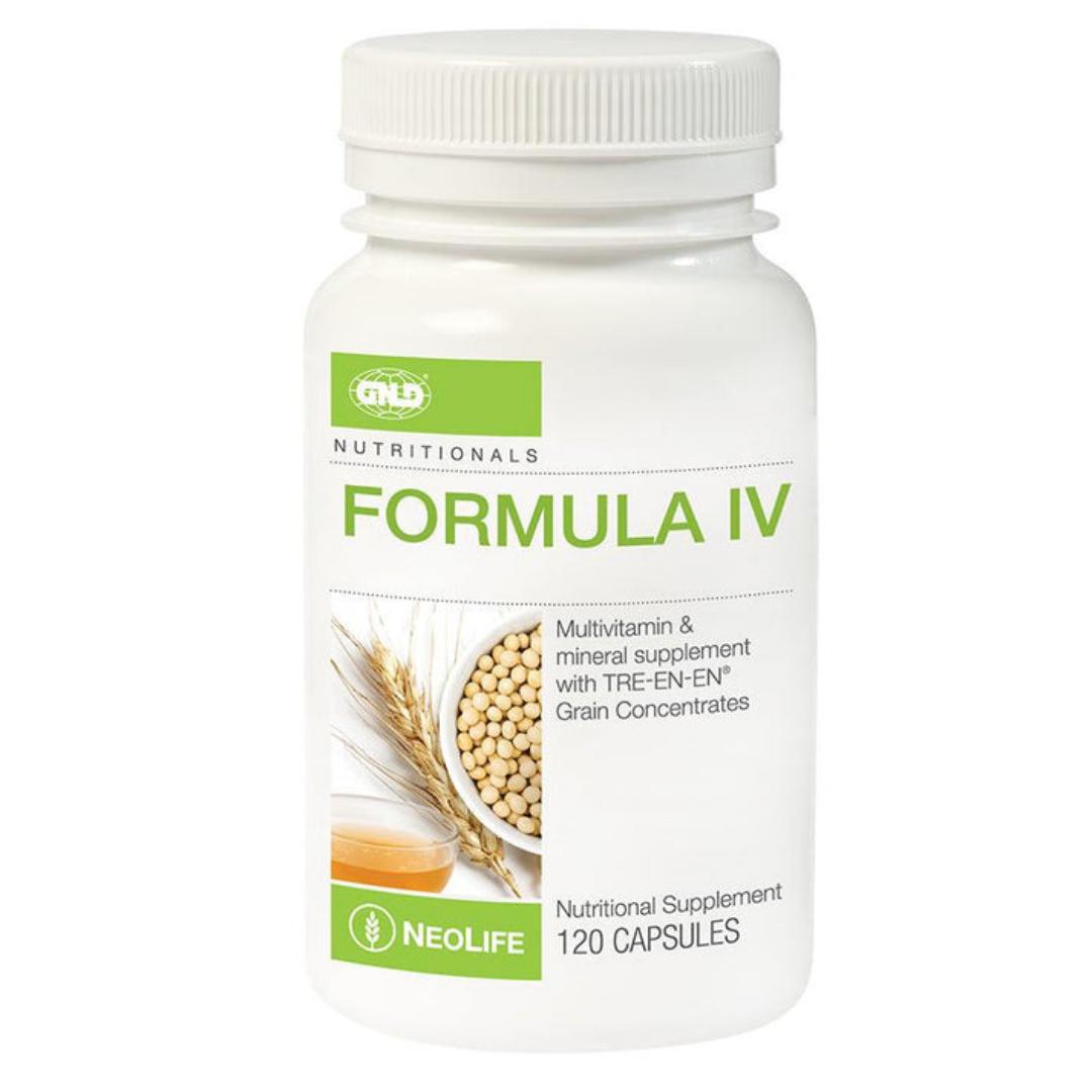 NEOLIFE GNLD NUTRITIONALS FORMULA IV MULTI-VITAMIN AND MINERAL SUPPLEMENT WITH TRE-EN-EN GRAIN CONCENTRATES NUTRITIONAL SUPPLEMENT 60/120 CAPSULES
