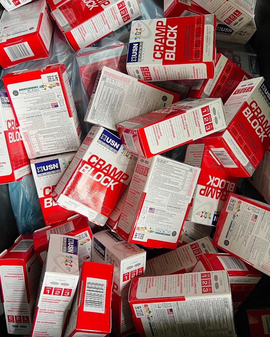 USN SPORT PUREFIT CRAMP BLOCK TABLETS PHOSPHATE LOADING FOR STRENGTH AND ENDURANCE HELPS PREVENT ARM PUMP INTENSE PHYSICAL ACTIVITY STAMINA + REPLENISH + RECOVER 30 TABLETS